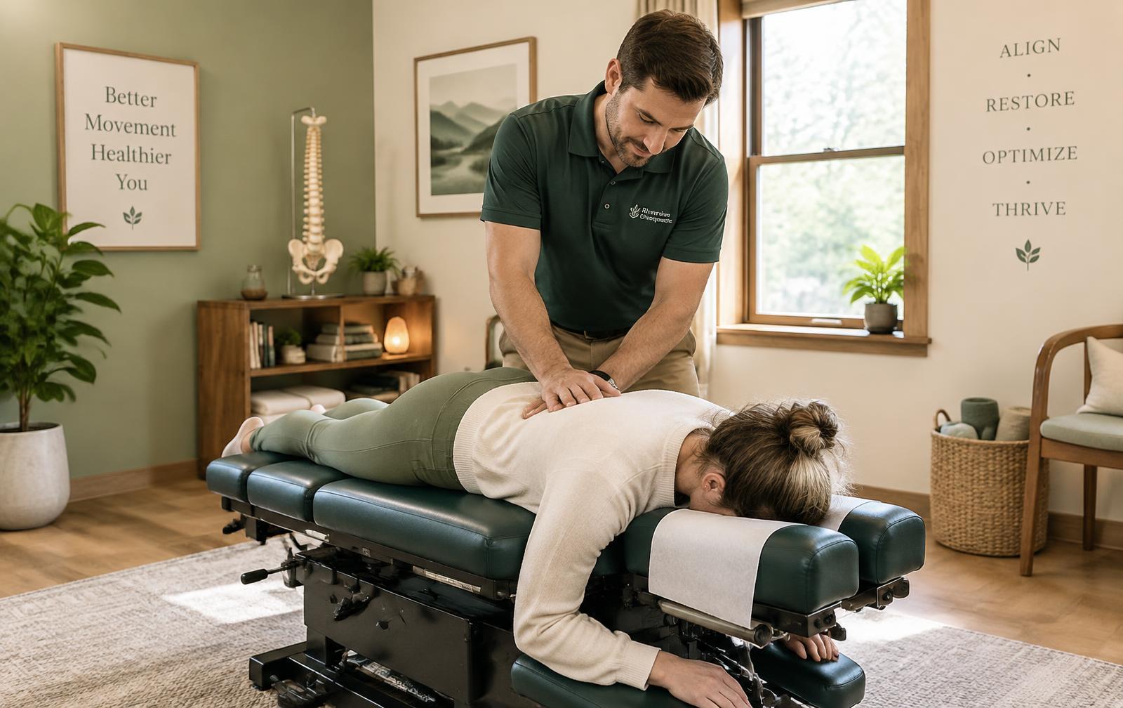 Chiropractor treating a patient at Burlington Chiropractic